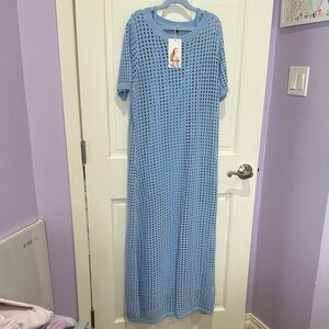 Blue Knit Maxi Dress